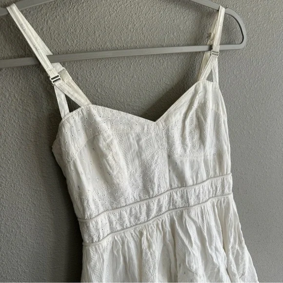 Maeve Anthropologie White  Patchwork Full Skirt Dress 2 - Picture 2 of 14